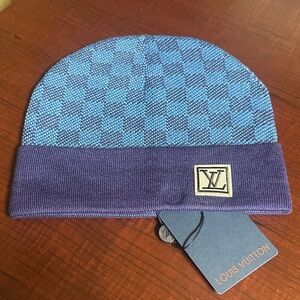 Louis Vuitton Checkered Navy Blueand Purple Beanie
